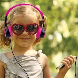 Pink Folding Kids Wired Headphones 2-8 Yaers Old
